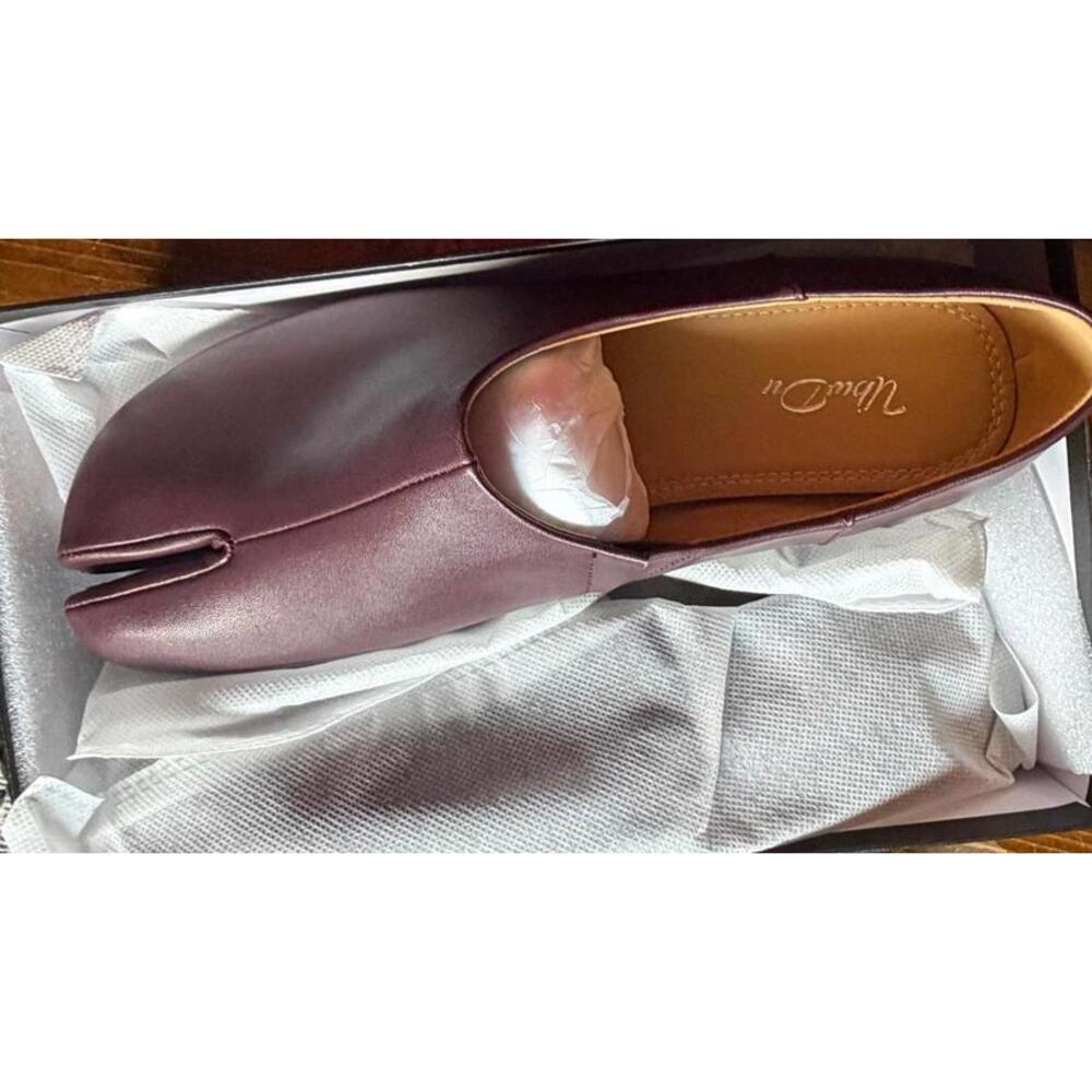 Wanbai Women’s Tabi Style Flats Wine Size 9.5 Slip On Shoes New In Box - Picture 5 of 7